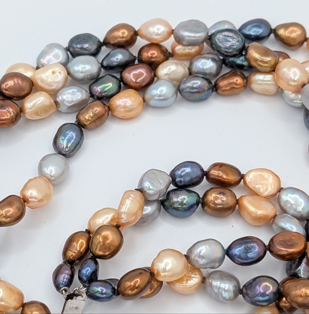 Imperial Pearl Syndicate 4 Strand Multicolor Baroque Cultured Pearl Necklace 18" - Picture 6 of 9